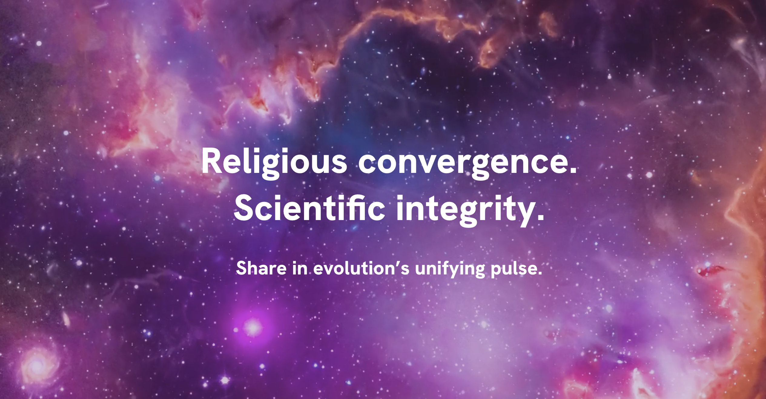 The home of the Center for Christogenesis new website that reads "Religious Convergence. Scientific integrity."